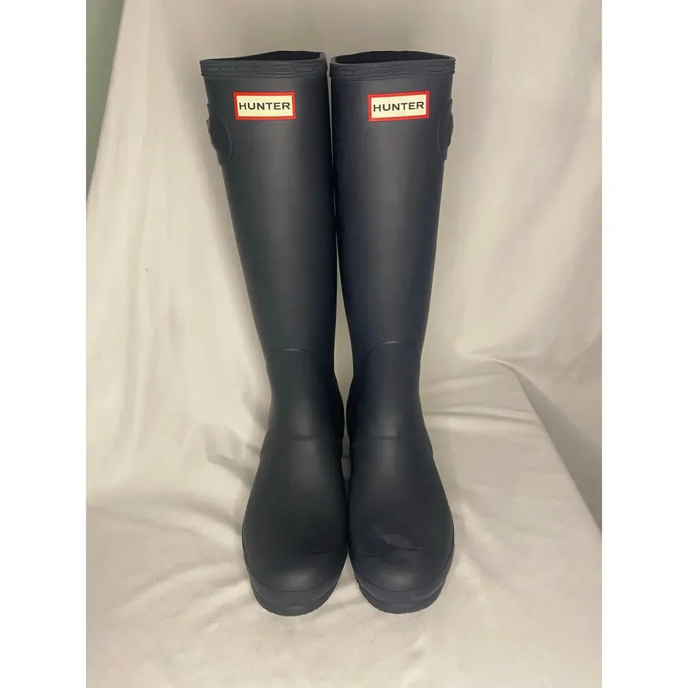 Hunter Original Womens Tall‎ Rain Boots Navy Blue Size 11 Snow Waterproof EUC